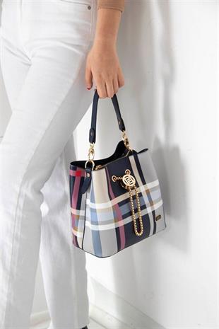 Silver & Polo SP967 Kadın Çapraz Çanta Ekose Lacivert