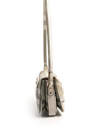 Silver & Polo SP784 Kadın Çapraz Çanta Ekose A.Yeşil-Kemik