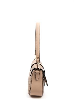 Silver Polo SP1177 Kadın Omuz Çantası Monogram Koyu Bej-Ten