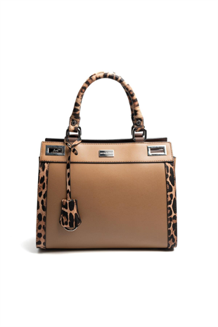 Silver Polo SP1174 Kadın El Çantası Düz Bizon-Kahve-Leopar Taba