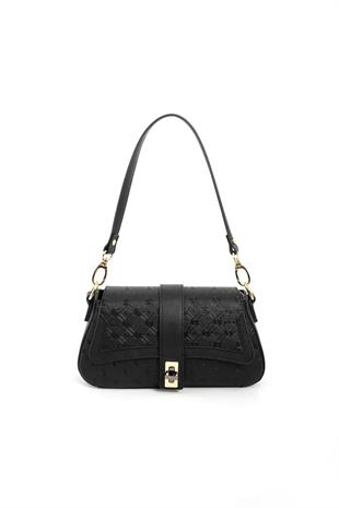 Silver & Polo SP1177 Kadın Omuz Çantası Logolu Siyah-Siyah