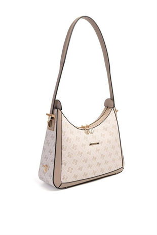 Silver Polo SP1187 Kadın Omuz Çantası Monogram Bej-Kum