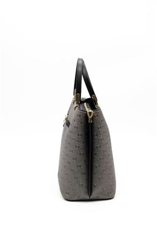 Silver & Polo SP924 Kadın El Çantası Logolu Platin-Siyah