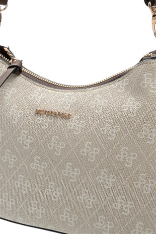 Silver Polo Taş - Kahve Monogram Kadın Omuz Çantası SP1259