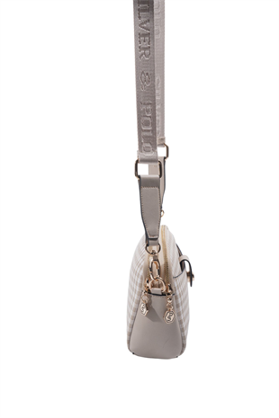 Silver & Polo SP1144 Kadın Çapraz Çanta Ekose Line Kare Kum Beji