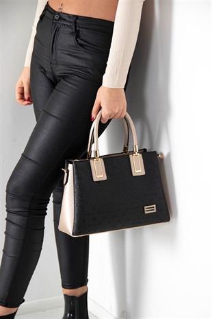 Silver & Polo SP1000 Kadın El Çantası Logolu Siyah-S.Nut