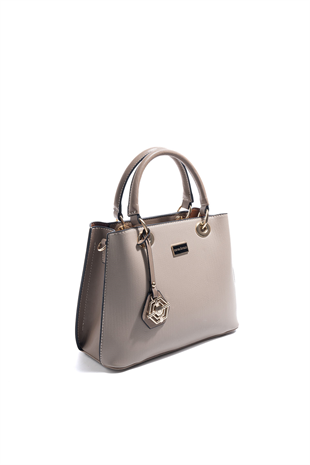 Silver & Polo SP1272 Kadın El Çantası Düz Koyu Bej-Latte