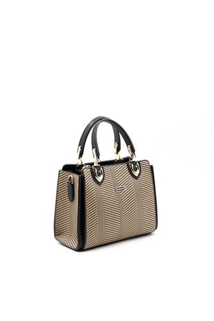 Silver & Polo SP1133 Kadın El Çantası Hasır Nut-Siyah