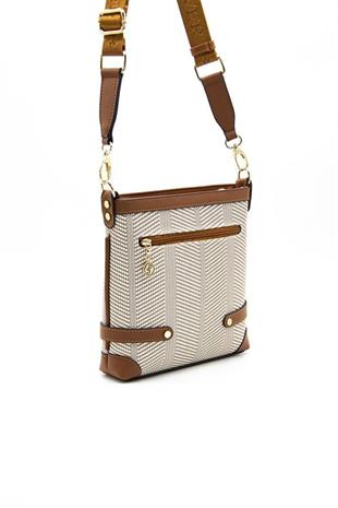Silver & Polo SP1120 Kadın Çapraz Çanta Hasır Bej-Taba
