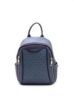 Silver & Polo SP906 Kadın Sırt Çantası Logolu Lacivert