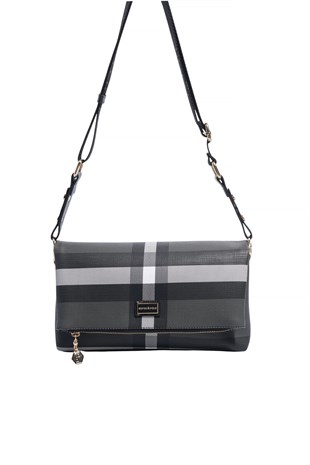 Silver & Polo SP1278 Kadın Çapraz Çanta Ekose Siyah-Siyah