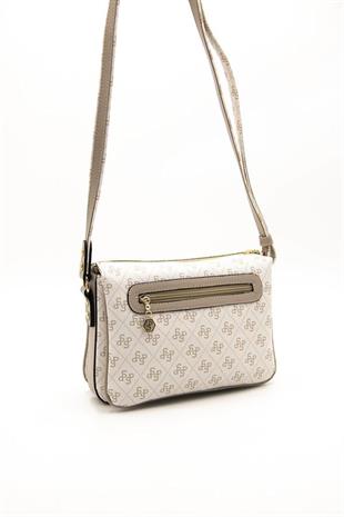 Silver & Polo SP784 Kadın Çapraz Çanta Monogram Bej-Kum