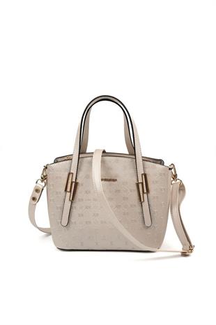 Silver & Polo SP1021 Kadın El Çantası Logolu Bej-S.Bej