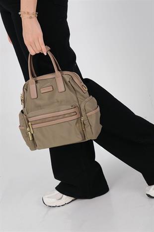 1211 Kadın Sırt Çantası  Yeşil-Kum