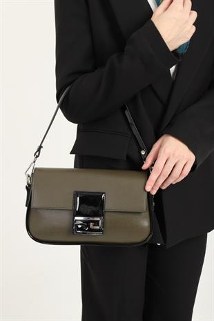 Silver & Polo Haki - Siyah SP1179 Kadın Omuz Çantası