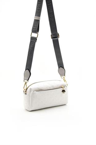 Silver & Polo SP1142 Kadın Çapraz Çanta Logolu Beyaz-A.Gri