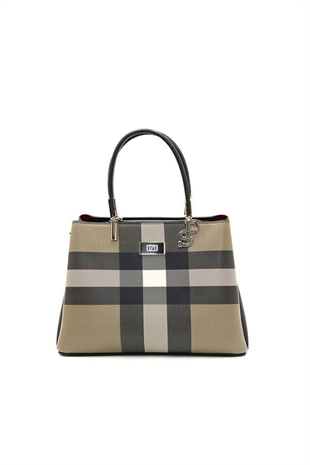 Silver & Polo SP1098 Kadın El Çantası Ekose Kahve-Siyah