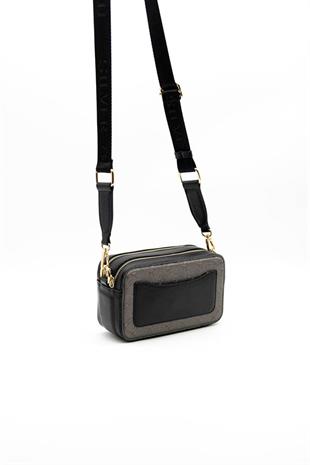 Silver & Polo SP1078 Kadın Çapraz Çanta Logolu Platin-Siyah