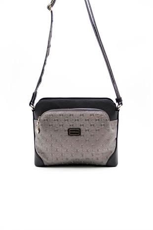 Silver & Polo SP364 Kadın Çapraz Çanta Logolu Platin-Siyah