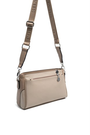 Silver & Polo SP1273 Kadın Çapraz Çanta Düz Koyu Bej-Latte