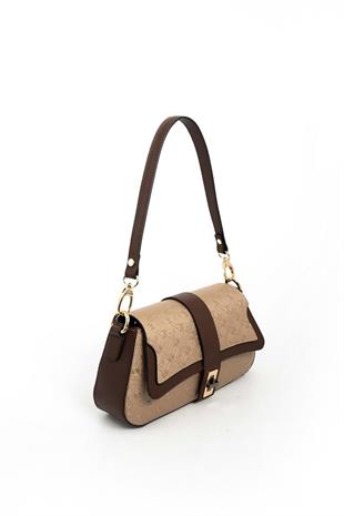 Silver & Polo SP1177 Kadın Omuz Çantası Logolu Bronz-Kahve
