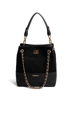 Silver & Polo SP1262 Kadın Omuz Çantası Süet Siyah-Siyah