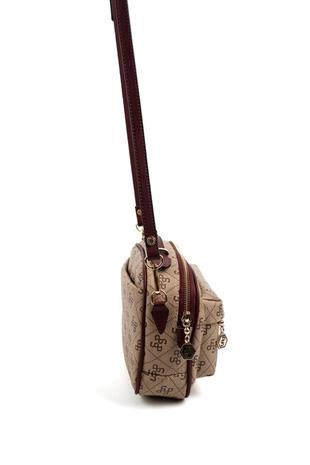 Silver & Polo SP1186 Kadın Çapraz Çanta Monogram Koyu Bej-Bordo