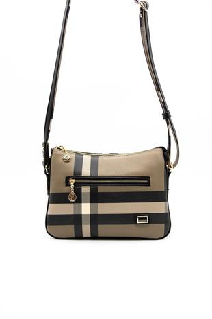 Silver & Polo SP818 Kadın Çapraz Çanta Ekose Kahve-Siyah