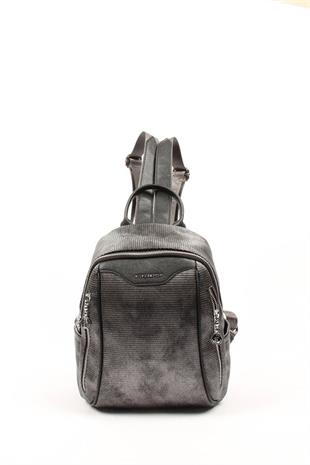 Silver & Polo SP906 Kadın Sırt Çantası Petek M.Gümüş-Siyah