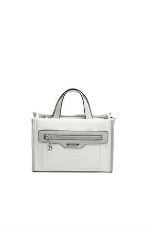Silver & Polo SP1271 Kadın El Çantası Petek Beyaz-A.Gri