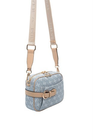 Silver Polo Mavi - Ten Monogram Kadın Çapraz Çanta SP1256