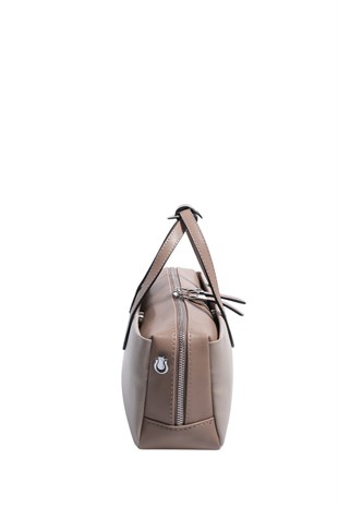 Silver & Polo SP1276 Kadın El Çantası Düz Koyu Bej-Latte