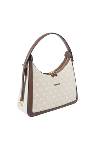 Silver Polo SP1187 Kadın Omuz Çantası Monogram Taş-Kahve