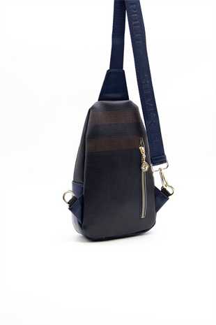 Silver & Polo SP959 Kadın Vücut Çantası Ekose Lacivert