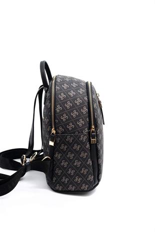 Silver & Polo SP901 Kadın Sırt Çantası Monogram Füme-Siyah