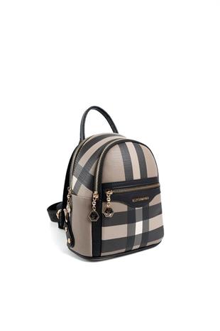 Silver & Polo SP983 Kadın Sırt Çantası Ekose Kahve-Siyah
