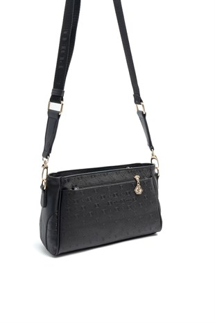 Silver & Polo SP1273 Kadın Çapraz Çanta Logolu Siyah-Siyah