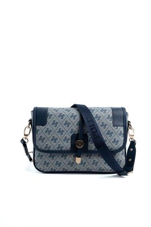 Silver & Polo SP1182 Kadın Çapraz Çanta Monogram Gri-Lacivert