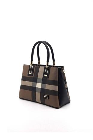 Silver & Polo SP1000 Kadın El Çantası Ekose Kahve-Siyah