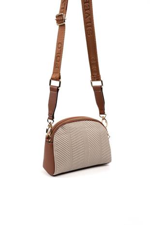 Silver & Polo SP1144 Kadın Çapraz Çanta Hasır Bej-Taba