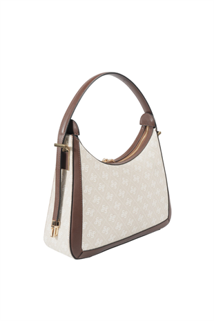 Silver Polo SP1187 Kadın Omuz Çantası Monogram Taş-Kahve