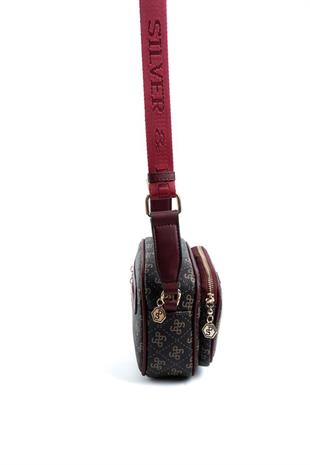 Silver & Polo SP1111 Kadın Çapraz Çanta Monogram Kahve Sarı-Bordo