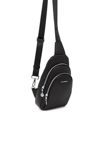 Silver & Polo SP959 Kadın Vücut Çantası Düz Siyah