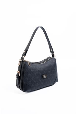 Silver Polo SP1269 Kadın Omuz Çantası Monogram Siyah-Siyah