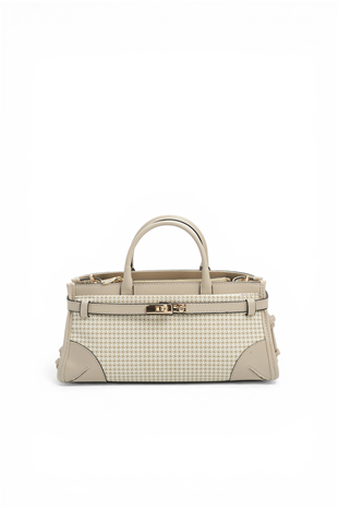 Silver & Polo SP1260 Kadın El Çantası Kaz Ayağı Ekose Kum-Kum Beji