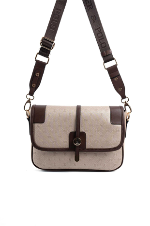 Silver & Polo SP1182 Kadın Çapraz Çanta Logolu Nut-Kahve