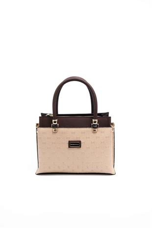 Silver & Polo SP826 Kadın El Çantası Logolu Nut-Kahve