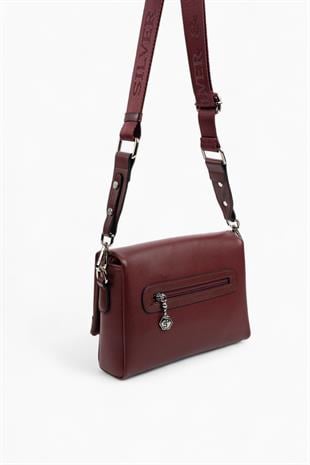 Silver & Polo SP1257 Kadın Çapraz Çanta Düz Bordo