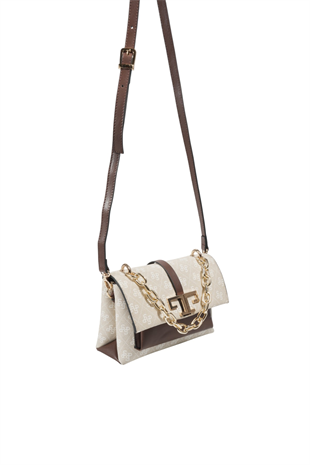 Silver & Polo SP1148 Kadın Çapraz Çanta Monogram Taş-Kahve