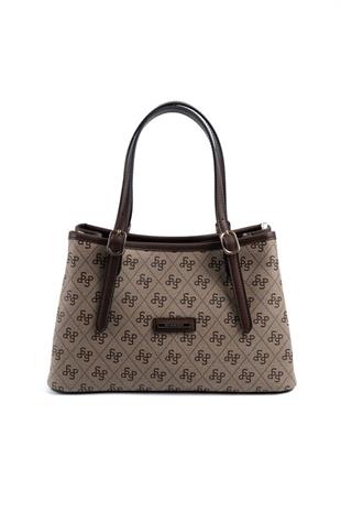 Silver & Polo SP1252 Kadın El Çantası Monogram Koyubej-Kahve